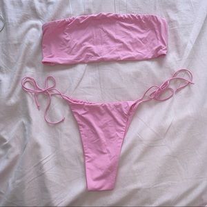 MESHKI Pink Bandeau Swim TOP